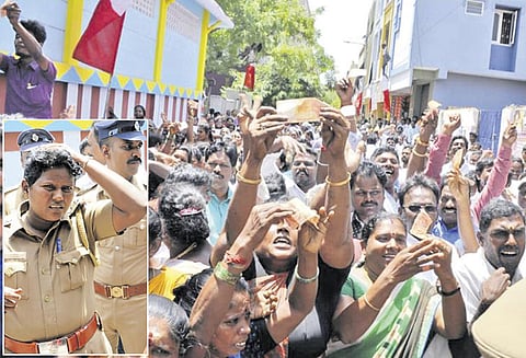 தினகரன்-மதுசூதனன் ஆதரவாளர்கள் மோதல்; கார் மீது கல்வீச்சு பெண் இன்ஸ்பெக்டர் காயம்