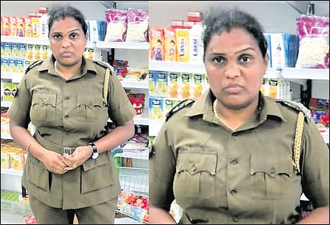 சூப்பர் மார்க்கெட்டில் திருடிய பெண் போலீஸ் பணியிடை நீக்கம்
