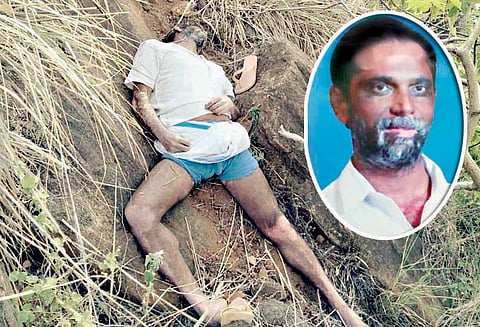 தேனி அருகே 1,500 அடி உயர மலையில் இறந்து கிடந்த வியாபாரி