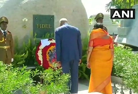 கியூபாவில் உள்ள பிடல் காஸ்ட்ரோ நினைவிடத்தில் ஜனாதிபதி ராம்நாத் கோவிந்த் மரியாதை