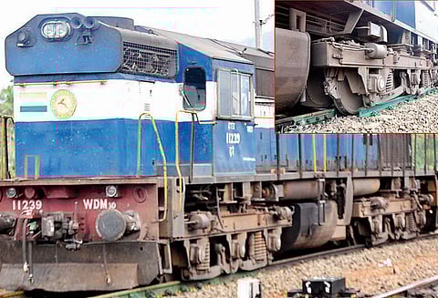 நாகர்கோவிலில் கோவை பயணிகள் ரெயில் என்ஜின் தடம் புரண்டது