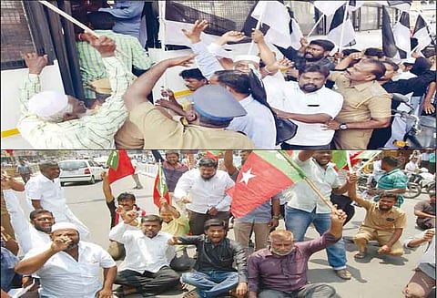 ராமராஜ்ய ரத யாத்திரைக்கு எதிர்ப்பு தி.மு.க.- விடுதலை சிறுத்தைகள் உள்பட பல்வேறு கட்சியினர் மறியல்