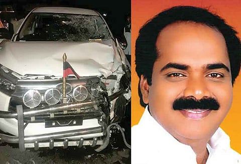 ஆலங்குடி எம்.எல்.ஏ. மெய்யநாதன் கார் விபத்தில் சிக்கியது அதிர்ஷ்டவசமாக உயிர் தப்பினார்