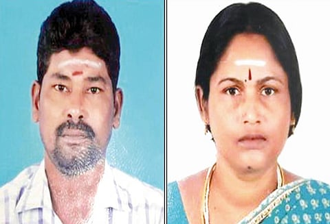 பஸ் மோதி கணவன்-மனைவி பலி: ஆஸ்பத்திரி ஊழியர்கள் சாலைமறியல்