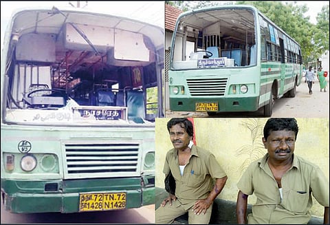 தூத்துக்குடி மாவட்டத்தில் 2 இடங்களில் பஸ்கள் மீது கல்வீச்சு