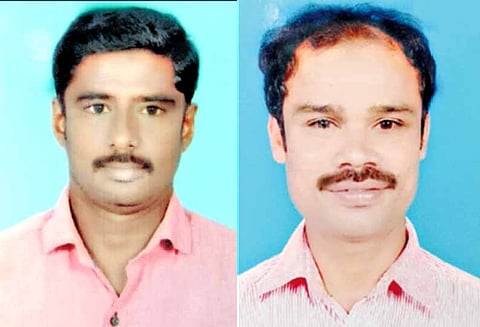 உத்தமபாளையம் அருகே: மோட்டார்சைக்கிள் மீது மினிவேன் மோதி 2 வாலிபர்கள் பலி - டிரைவர் கைது