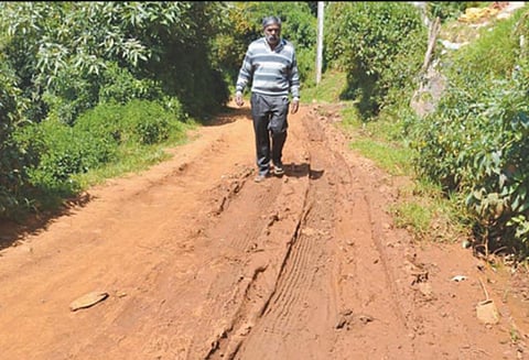 ஊட்டி பிஷப் டவுன் பகுதியில் சேறும், சகதியுமான சாலையால் பொதுமக்கள் அவதி