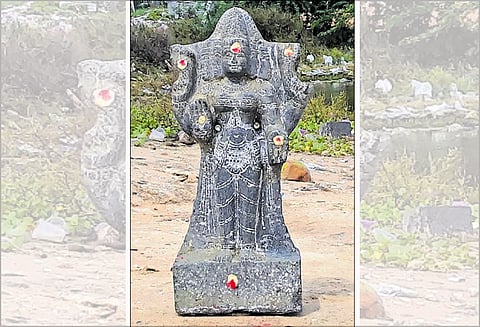 பழவேற்காடு ஏரியில் மீனவர் வலையில் சிக்கிய அம்மன் சிலை