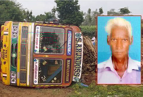 விக்கிரமங்கலம் அருகே சாலையோர பள்ளத்தில் லாரி கவிழ்ந்து தொழிலாளி பலி 3 பேர் காயம்