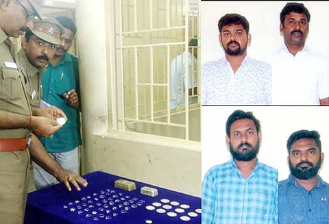 மயிலம் அருகே: ஆம்னி பஸ்சில் 3½ கிலோ வெள்ளி பொருட்கள் கொள்ளையடித்த 4 பேர் கைது - பரபரப்பு தகவல்