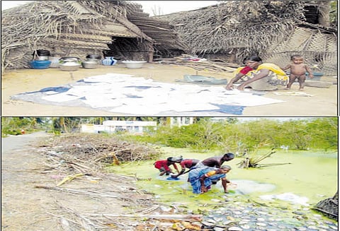 கஜா புயலால் அடிப்படை வசதிகளை இழந்து தவிக்கும் கிராம மக்கள்
