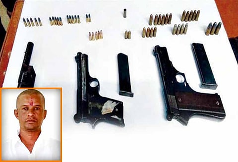 திண்டுக்கல்லில் பரபரப்பு: பெண் சப்-இன்ஸ்பெக்டரை துப்பாக்கியை காட்டி மிரட்டிய பிரபல ரவுடி கைது