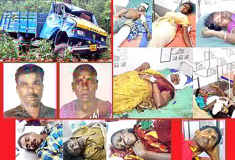 காடம்பாறை மலைப்பாதையில் கோர விபத்து : மினிலாரி கவிழ்ந்து 5 பேர் பலி; 12 பேர் படுகாயம்