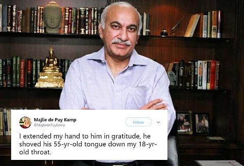 மத்திய அமைச்சர் எம்.ஜே.அக்பர் மீது அமெரிக்காவை சேர்ந்த பெண் பத்திரிகையாளர் பாலியல் புகார்