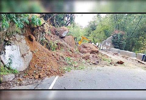 பழனி-கொடைக்கானல் இடையே மலைப்பாதையில் உருண்டு விழுந்த பாறைகள் - போக்குவரத்து பாதிப்பு