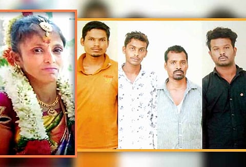 பெண்ணை கொலை செய்த வழக்கில் கணவர் உள்பட 4 பேர் கைது