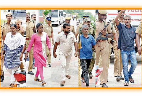 கொடைக்கானலில் ஆயுதப்பயிற்சி மேற்கொண்ட வழக்கு: 7 மாவோயிஸ்டுகளுக்கு குற்றப்பத்திரிகை நகல் ராஜீவ்காந்தி கொலை கைதிகளை விடுவிக்கக்கோரி கோஷமிட்டதால் பரபரப்பு