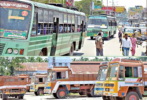 முழு அடைப்புக்கு ஆதரவாக மாவட்டத்தில் 80 சதவீத லாரிகள் ஓடவில்லை