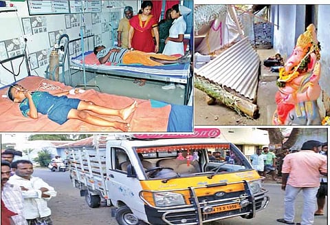 விநாயகர் சிலை வைக்கப்பட்ட பந்தலுக்குள் சரக்கு ஆட்டோ புகுந்தது