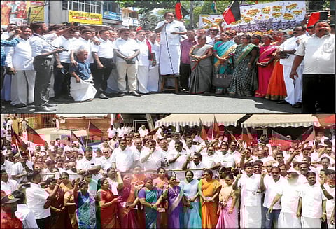 நாகர்கோவில், தக்கலையில் தி.மு.க.வினர் ஆர்ப்பாட்டம்