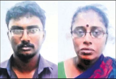 தொழிலாளி கொலை: விபத்தில் இறந்ததாக நாடகமாடிய மனைவி, மகன் கைது