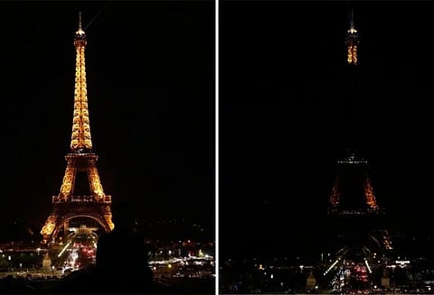 இலங்கை குண்டு வெடிப்பில் உயிர் இழந்தவர்களுக்கு அஞ்சலி - ஈபிள் கோபுரத்தின் மின்விளக்குகள் அணைக்கப்பட்டன