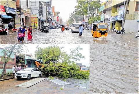 திருவள்ளூர், காஞ்சீபுரத்தில் சூறாவளி காற்றுடன் ஆலங்கட்டி மழை பொதுமக்கள் மகிழ்ச்சி