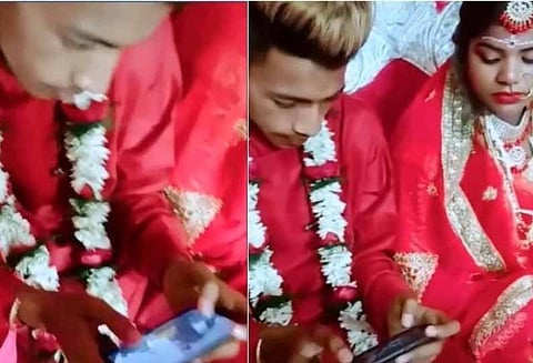 மணமேடையில் பப்ஜி விளையாடிய புதுமாப்பிள்ளை -வைரலாகும் வீடியோ