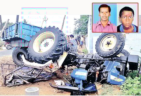 டிராக்டர் மீது சரக்கு வேன் மோதல்; 3 பேர் பலி