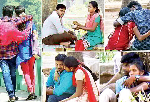 முக்கொம்பு மேலணை பூங்காவில் வலம் வந்த காதல் ஜோடிகள்