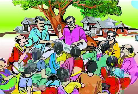 பொன்னேரி அருகே 6 வழிச்சாலைக்காக விளைநிலங்கள் கையகப்படுத்துவதை தடுக்க வேண்டும் தி.மு.க. கிராமசபை கூட்டத்தில் பொதுமக்கள் வலியுறுத்தல்