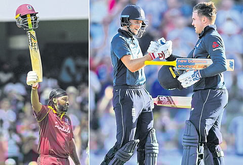 முதலாவது ஒரு நாள் போட்டியில் கெய்லின் அதிரடி வீணானது 361 ரன் இலக்கை எட்டி இங்கிலாந்து அணி அசத்தல் வெற்றி ஜாசன் ராய், ஜோரூட் சதம் அடித்தனர்