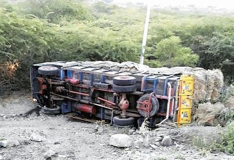 எட்டயபுரம் அருகே லாரிகள் மோதல் நெல்லை டிரைவர் பரிதாப சாவு