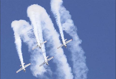 விமான கண்காட்சியின் 3-வது நாளில் சாகசம்: பார்வையாளர்களுக்கு விருந்து படைத்த போர் விமானங்கள்