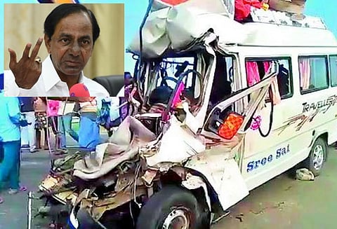 சாலை விபத்தில் அய்யப்ப பக்தர்கள் பலி: தெலுங்கானா முதல்-மந்திரி சந்திரசேகரராவ் இரங்கல்