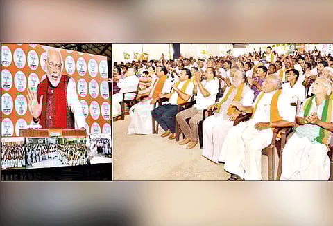 தமிழக நிர்வாகிகளுடன் கலந்துரையாடினார் ‘புதிய வாக்காளர்களுக்கு வாரிசு அரசியல் பிடிக்காது’ பிரதமர் மோடி பேச்சு