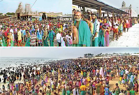 தைப்பொங்கல் பண்டிகையை முன்னிட்டு திருச்செந்தூர் சுப்பிரமணிய சுவாமி கோவிலில் குவிந்த பக்தர்கள் நீண்ட வரிசையில் நின்று சாமி தரிசனம் செய்தனர்