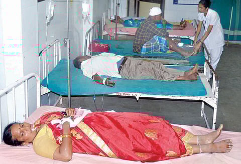 திண்டுக்கல் அருகே அரசு பஸ்-வேன்கள் மோதல்; 2 பெண்கள் பலி 30 பேர் படுகாயம்