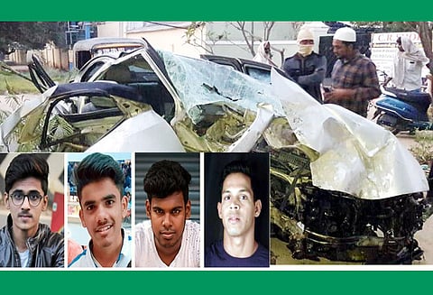 ஆம்பூர் அருகே மரத்தில் கார் மோதி 4 பேர் பலி மாநாட்டுக்கு சென்றுவிட்டு திரும்பியவர்களுக்கு நேர்ந்த பரிதாபம்