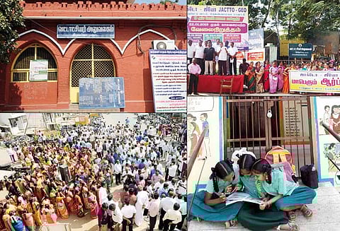 மாவட்டம் முழுவதும் ஜாக்டோ-ஜியோ வேலை நிறுத்த போராட்டம்