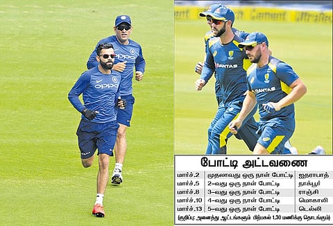 முதலாவது ஒரு நாள் கிரிக்கெட் போட்டியில் இந்தியா-ஆஸ்திரேலியா இன்று பலப்பரீட்சை: ஐதராபாத்தில் நடக்கிறது