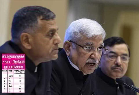 நாடாளுமன்ற தேர்தல் 7 கட்டங்களாக நடைபெறும்: தமிழகத்தில் ஏப்ரல் 18-ந் தேதி ஓட்டுப்பதிவு