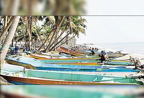 சுருக்குவலை பிரச்சினை எதிரொலி, மீனவர்கள் கடலுக்கு மீன்பிடிக்க செல்லவில்லை - படகுகள் கரையோரம் நிறுத்திவைப்பு