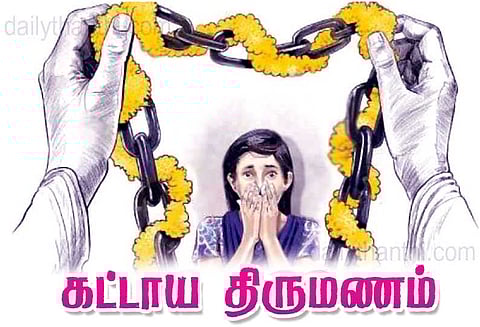 கம்பம் அருகே, 13 வயது சிறுமிக்கு கட்டாய திருமணம் - போக்சோ சட்டத்தில் பெற்றோர் உள்பட 3 பேர் கைது