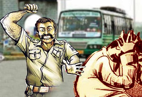 திண்டிவனத்தில் பரபரப்பு, அரசு பஸ் கண்டக்டர் மீது தாக்குதல் - டிக்கெட் கேட்டதால் போலீஸ்காரர் ஆத்திரம்