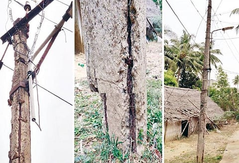 மின்கம்பங்களை சீரமைக்காத மின்வாரியத்தை கண்டித்து போராட்டம் கிராம மக்கள் அறிவிப்பு