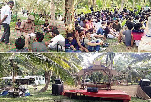 பொள்ளாச்சி அருகே மீண்டும் பரபரப்பு பண்ணை வீட்டில் மதுவிருந்து; கேரள மாணவர்கள் 150 பேர் சிக்கினர்