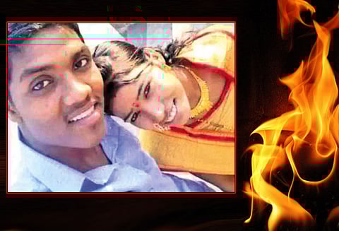 அகமதுநகரில் பயங்கரம் கலப்பு திருமணம் செய்த தம்பதி உயிரோடு எரிப்பு மனைவி பலி: கணவர் கவலைக்கிடம்