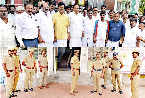 வாக்குப்பதிவு எந்திரங்களை கோவைக்கு திருப்பி அனுப்ப வேண்டும், ஆண்டிப்பட்டி, பெரியகுளம் தொகுதிகளில் மறுவாக்குப்பதிவு நடத்தக்கூடாது - தி.மு.க. உள்ளிட்ட கட்சியினர் கலெக்டரிடம் வலியுறுத்தல்