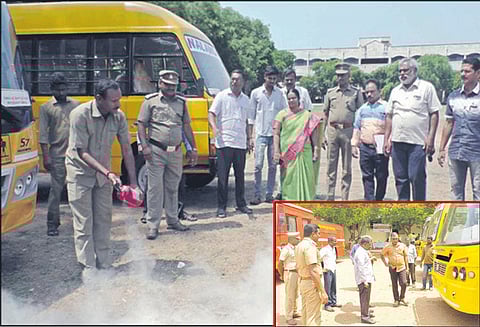 சங்ககிரி, எடப்பாடி, மேட்டூரில் பள்ளி வாகனங்கள் ஆய்வு